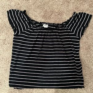 striped off the shoulder top